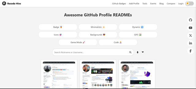 Preview of GitHub Profiles