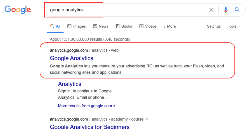 Google Analytics Google Search
