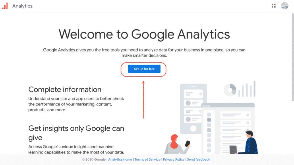 Google Analytics Home page