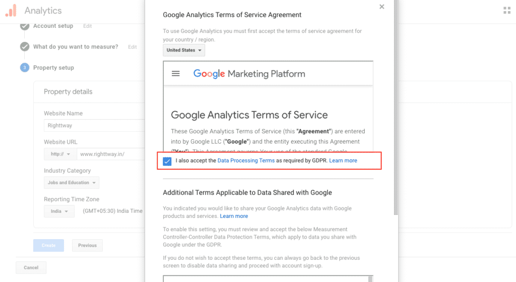 Google Analytics Agreement