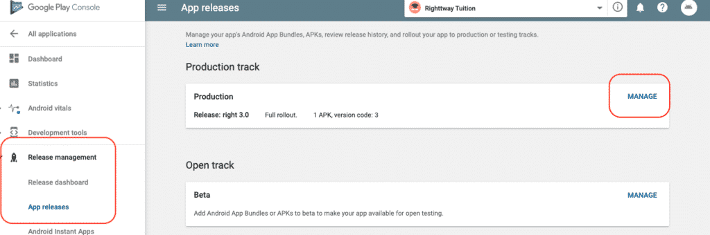 How to manage Release in Google Play Console