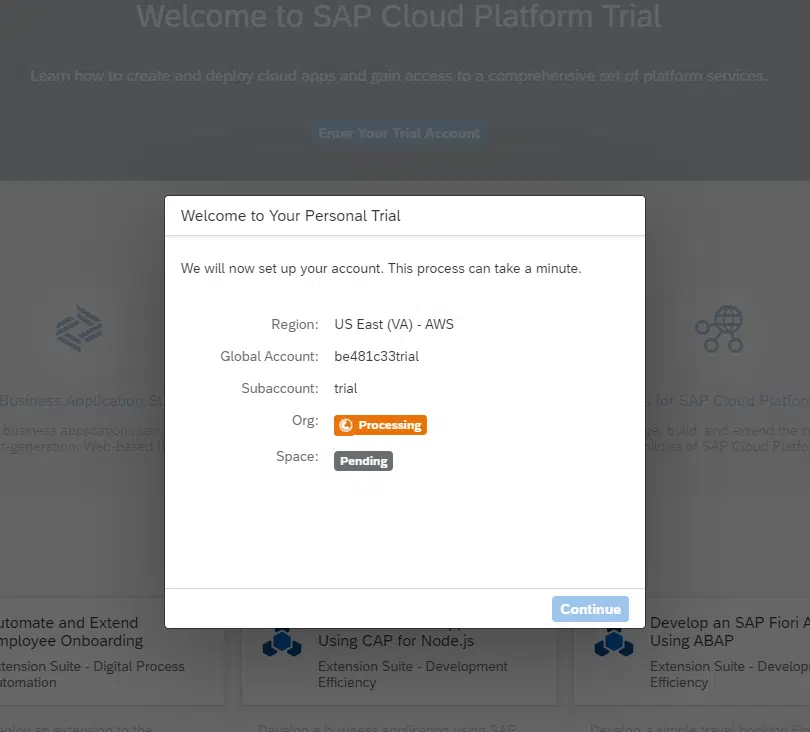 Set up SAP CPI Trial Account.