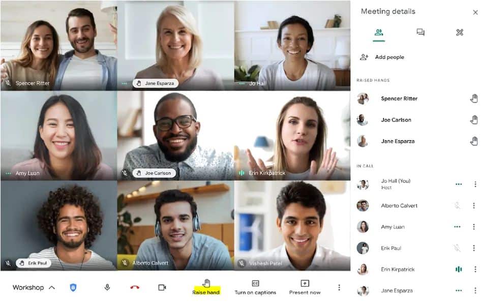 Googel Meet Raise Hand Feature
