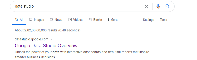 Search result of Google Data Studio