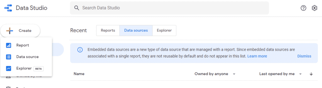 Creating report in Data Studio