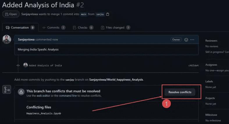 how to resolve conflicts in github