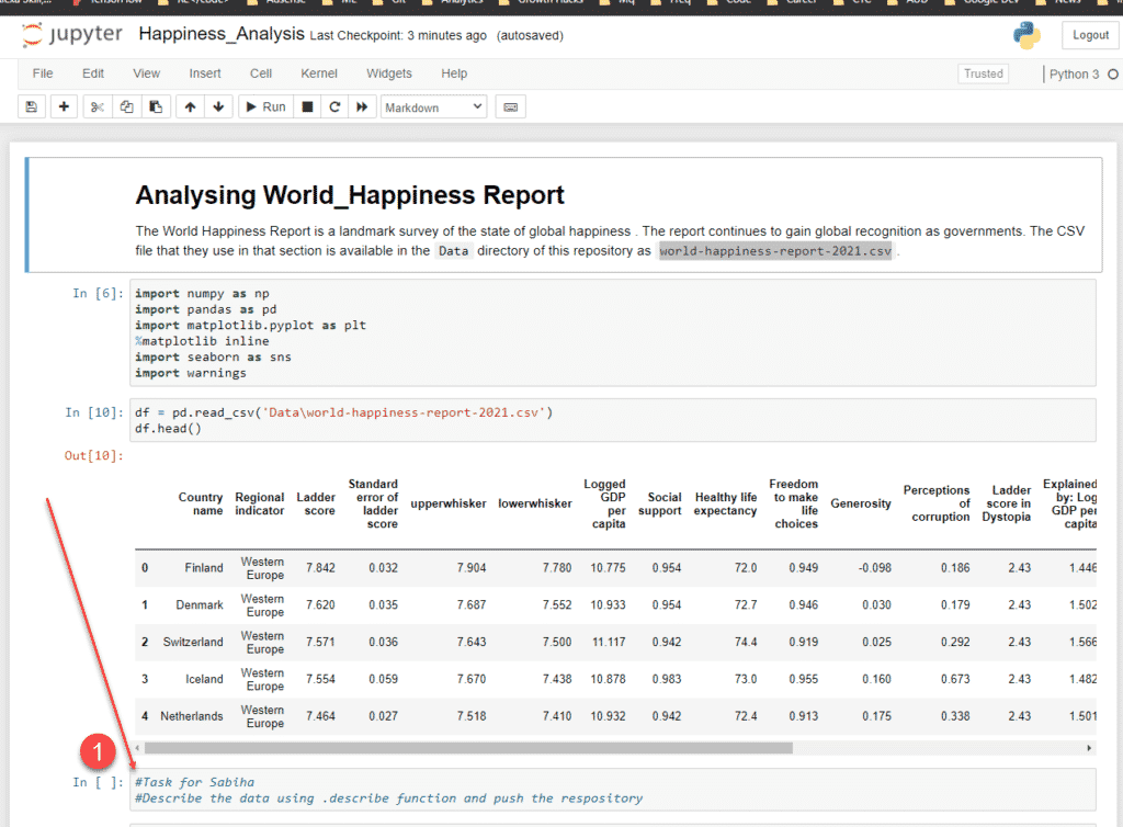 Adding Python codes in Notebook