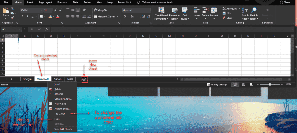 Creating new Excel worksheet