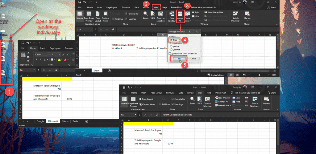 how to link Excel sheets and workbook