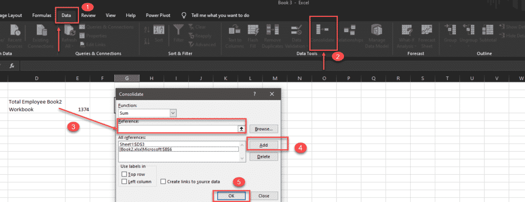 Using menus to link Excel sheets and workbook data