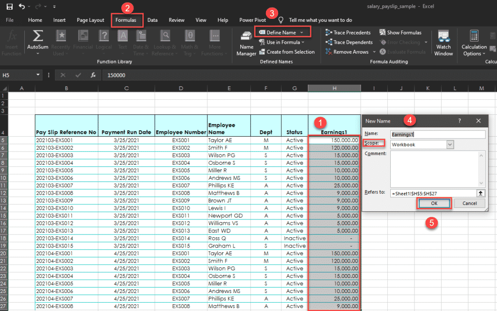 creating a named range in excel for mac