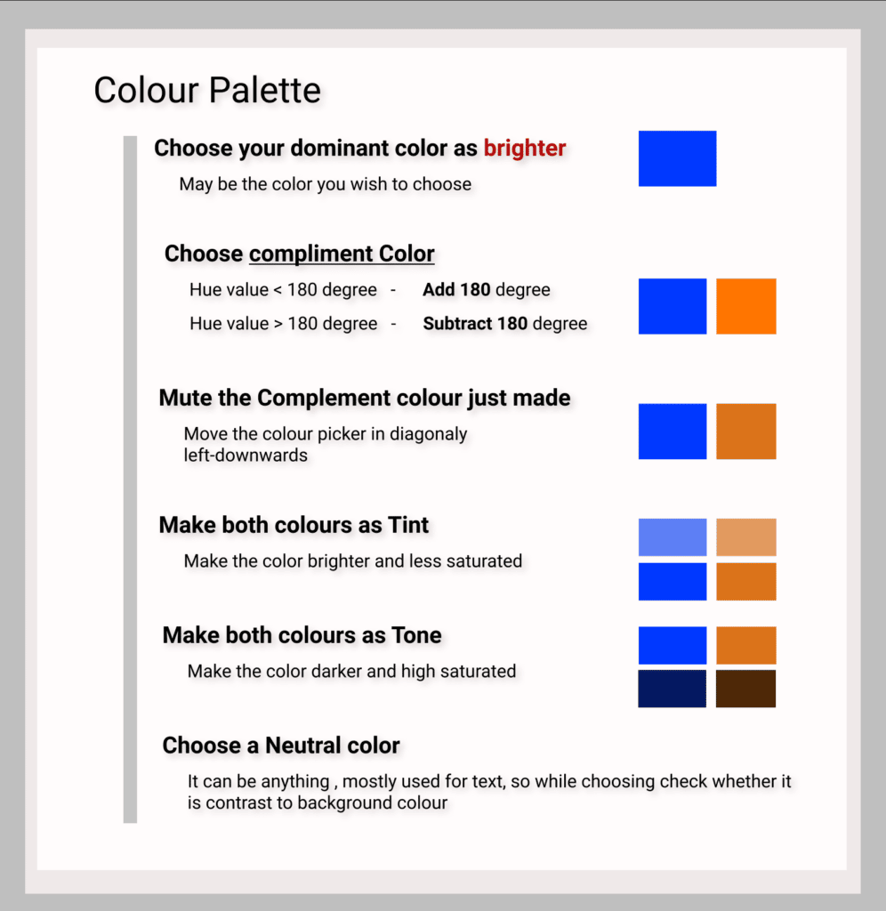 Steps to Choose your own Colour Palette