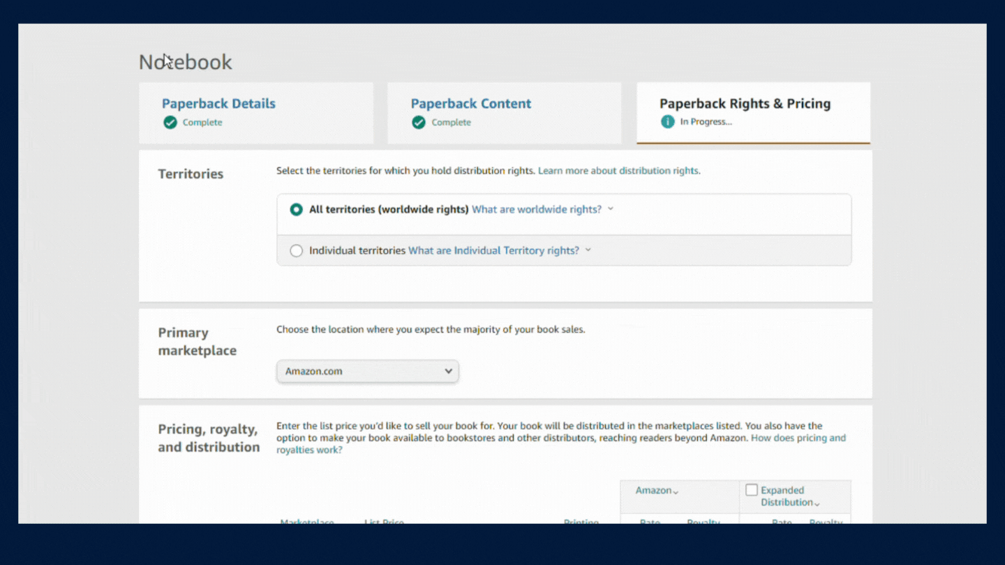 Paperback Rights & Pricing Steps